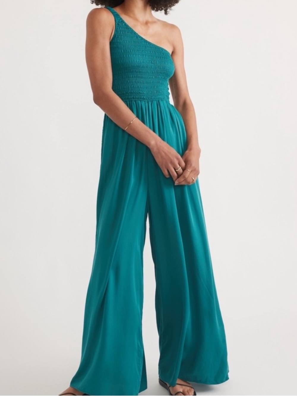 Marine layer NWT archive Tessa one shoulder wide leg jumpsuit clr spruce sz XS